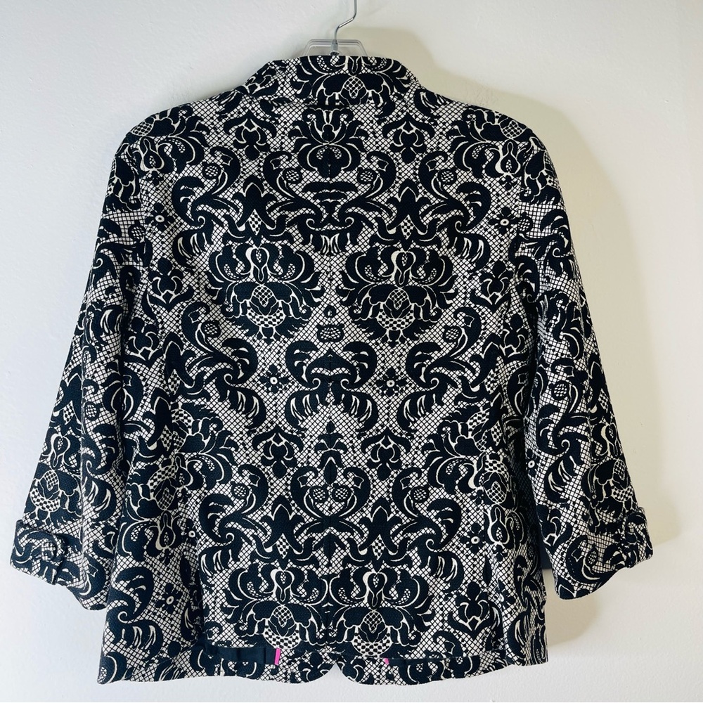 Talbots black white floral lace preppy office button blazer 4P - Picture 8 of 8